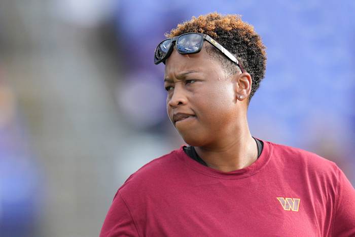 King before the Commanders’ 17-15 preseason loss to the Ravens on Aug. 27, 2022.